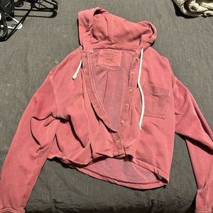 American Eagle Pink Cropped Hoodie